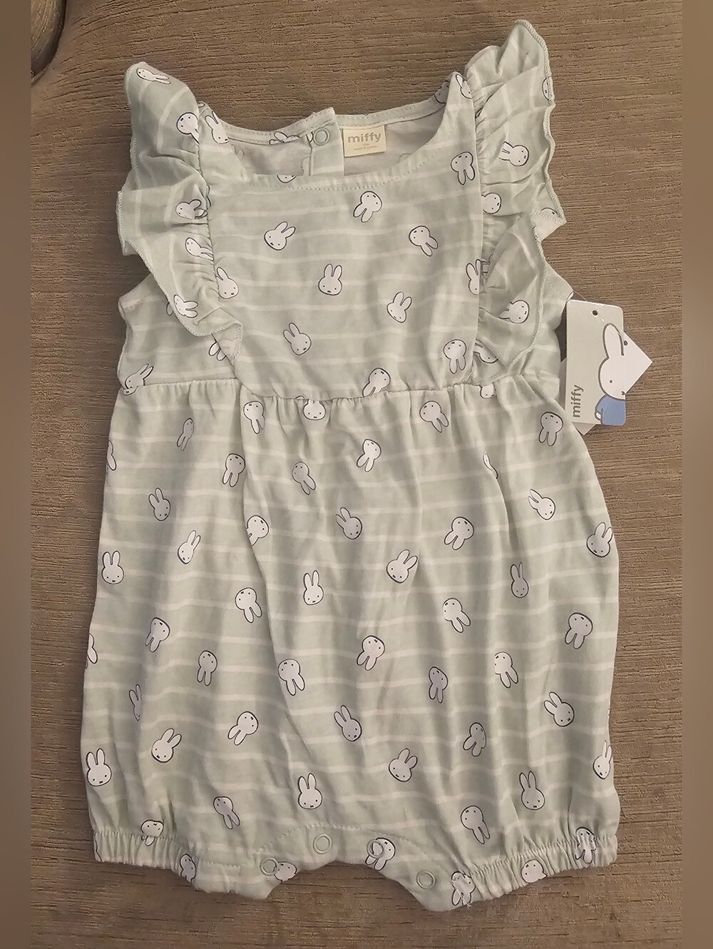 NWT Baby Toddler Girl Miffy Light Mint Green Striped Romper 12M